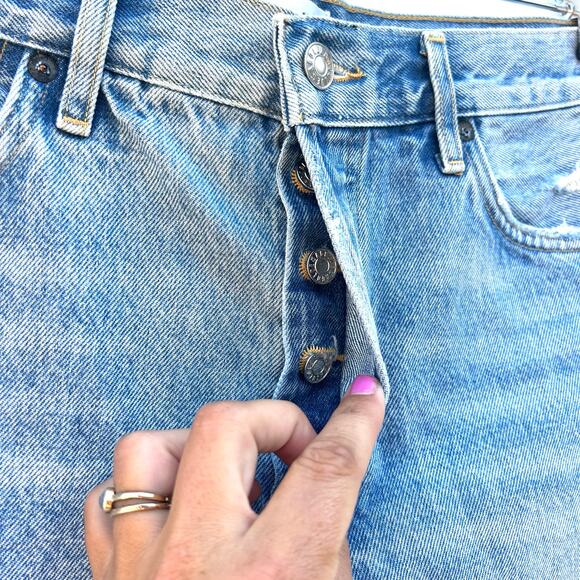 Agolde Parker Vintage Cut Off Jean Shorts Button Fly Encore Medium Wash 30 - Picture 5 of 7